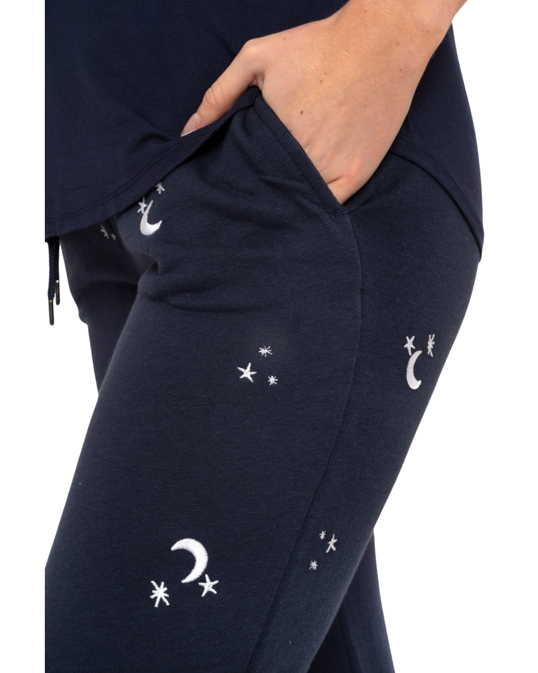 Women's Jersey Short Sleeved Embroidered Pant Lounge Pyjamas