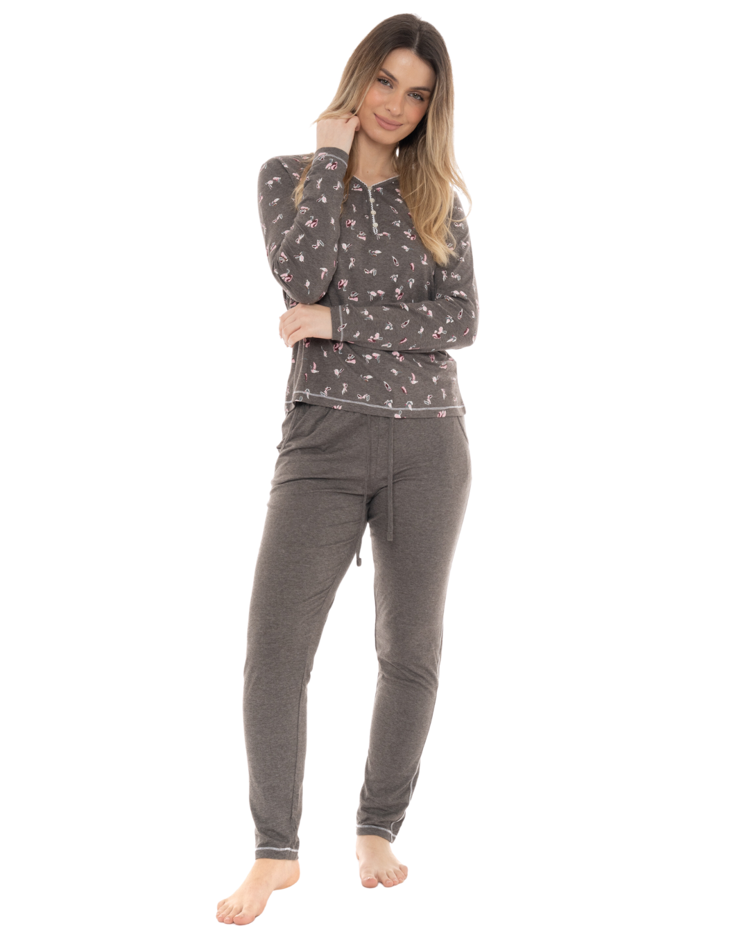 Grey Bird Print Pyjama