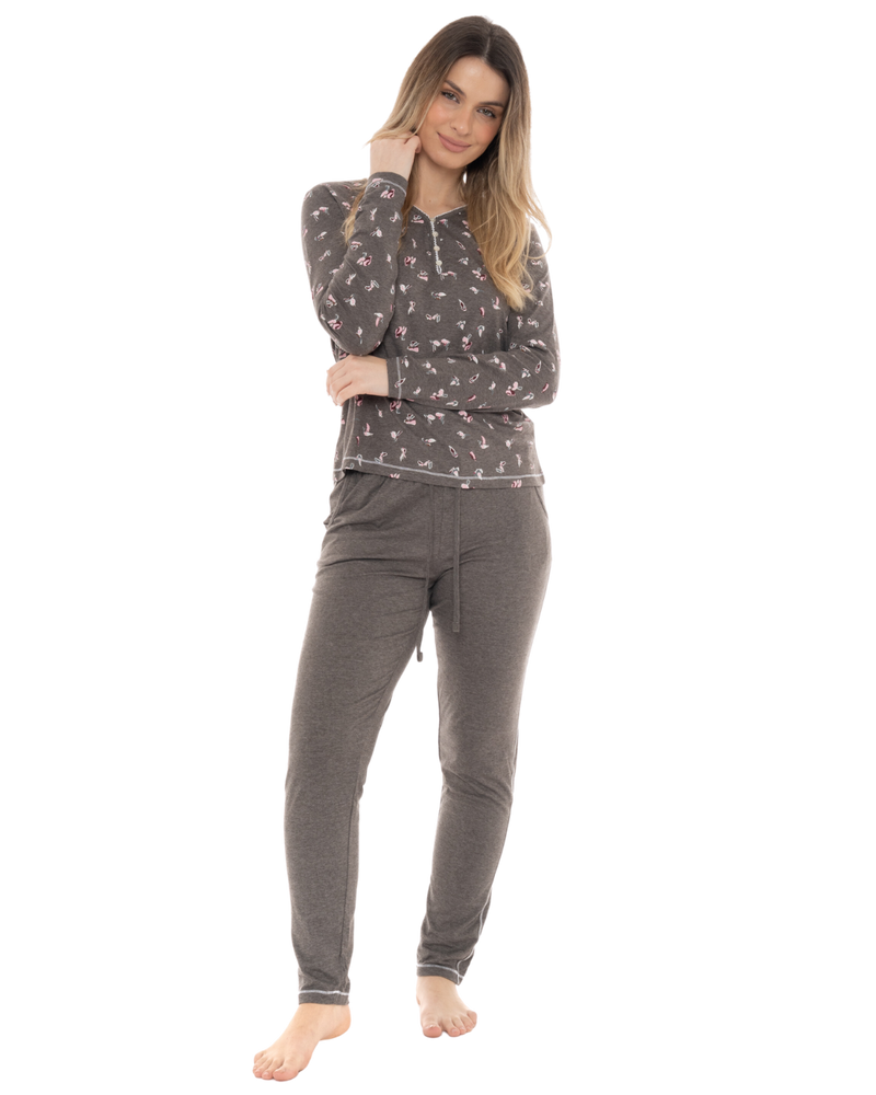 Grey Bird Print Pyjama