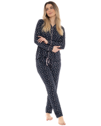 Navy Ditsy Floral Button Front Pyjama