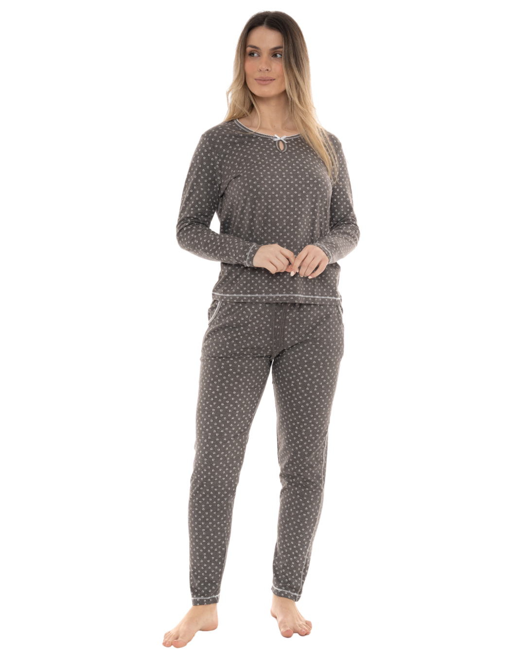 Charcoal Heart Print Pyjama