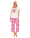 Ivory Heart 100% Cotton Short Sleeved Cropped Leg Pyjamas