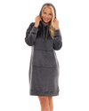 Women's Velour Long Sleeve Hooded Lounger Nightshirt