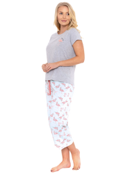 Women's Flamingo Cotton Rich Short Sleeved Cropped Leg Pyjamas