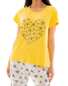 Women's Yellow Bee 100% Cotton Short Sleeved Cropped Leg Pyjamas