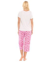 Ivory Heart 100% Cotton Short Sleeved Cropped Leg Pyjamas