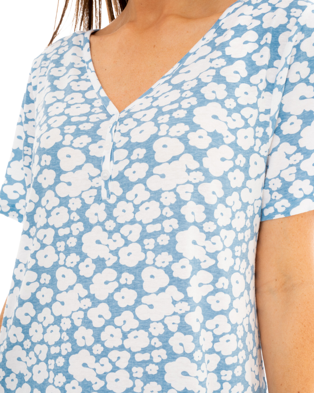 Blue Floral 100% Cotton Plus Size Nightdress