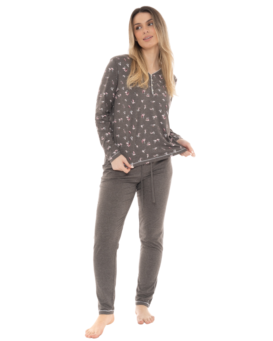 Grey Bird Print Pyjama