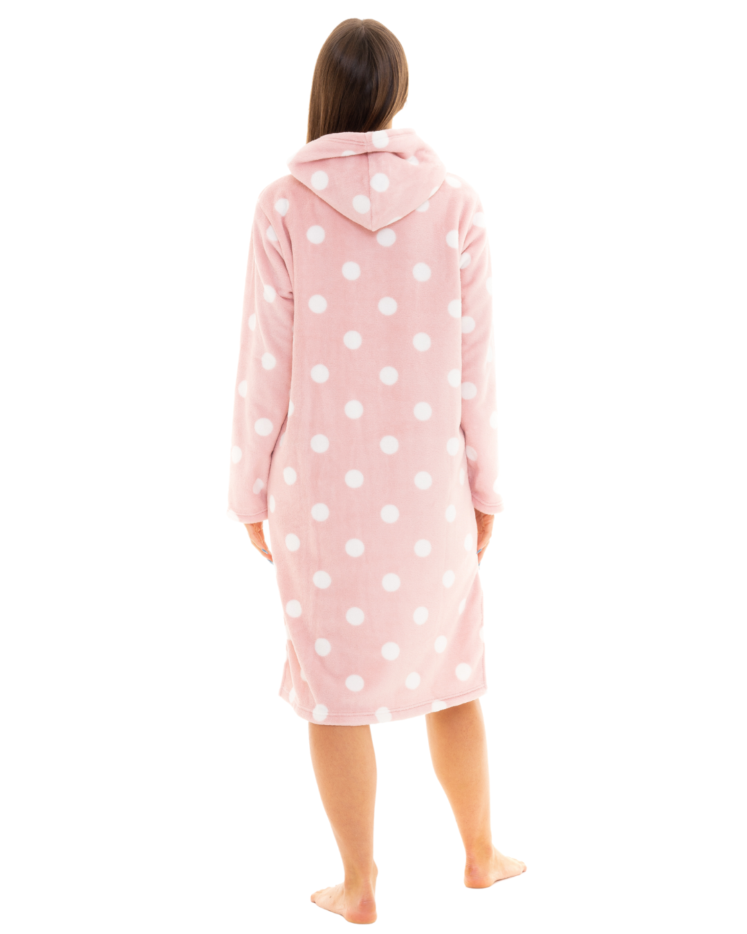 Luxury Fleece Pink Spot Hooded Lounger