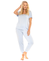 Women's Jersey Short Sleeved Embroidered Pant Lounge Pyjamas
