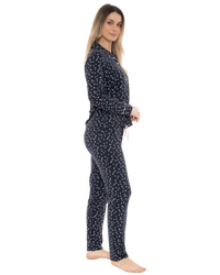 Navy Ditsy Floral Button Front Pyjama