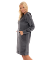 Women's Velour Long Sleeve Hooded Lounger Nightshirt