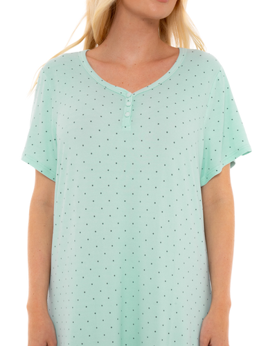 Luxury Soft Touch Longer Length Jersey Spot Nightdress up to Larger Sizes