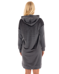 Women's Velour Long Sleeve Hooded Lounger Nightshirt