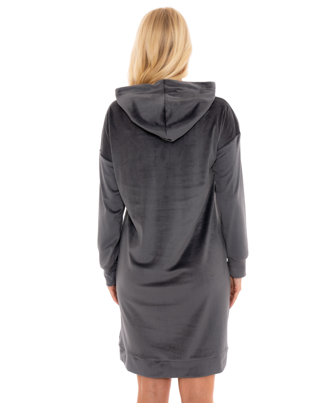 Women's Velour Long Sleeve Hooded Lounger Nightshirt