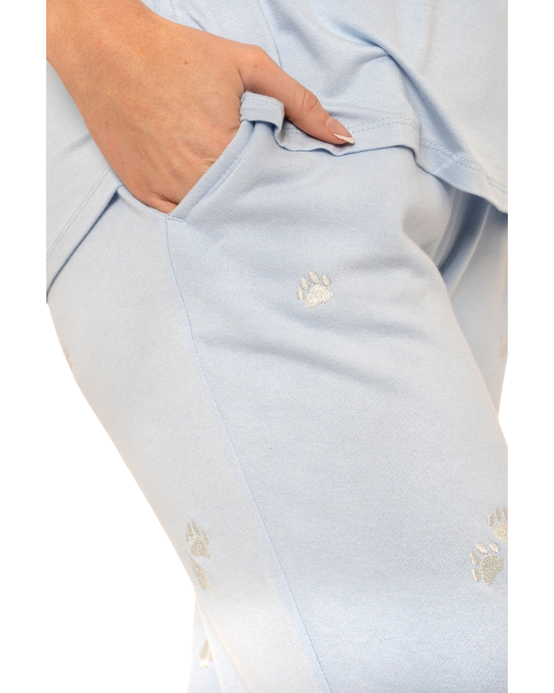 Women's Jersey Short Sleeved Embroidered Pant Lounge Pyjamas