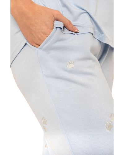 Women's Jersey Short Sleeved Embroidered Pant Lounge Pyjamas