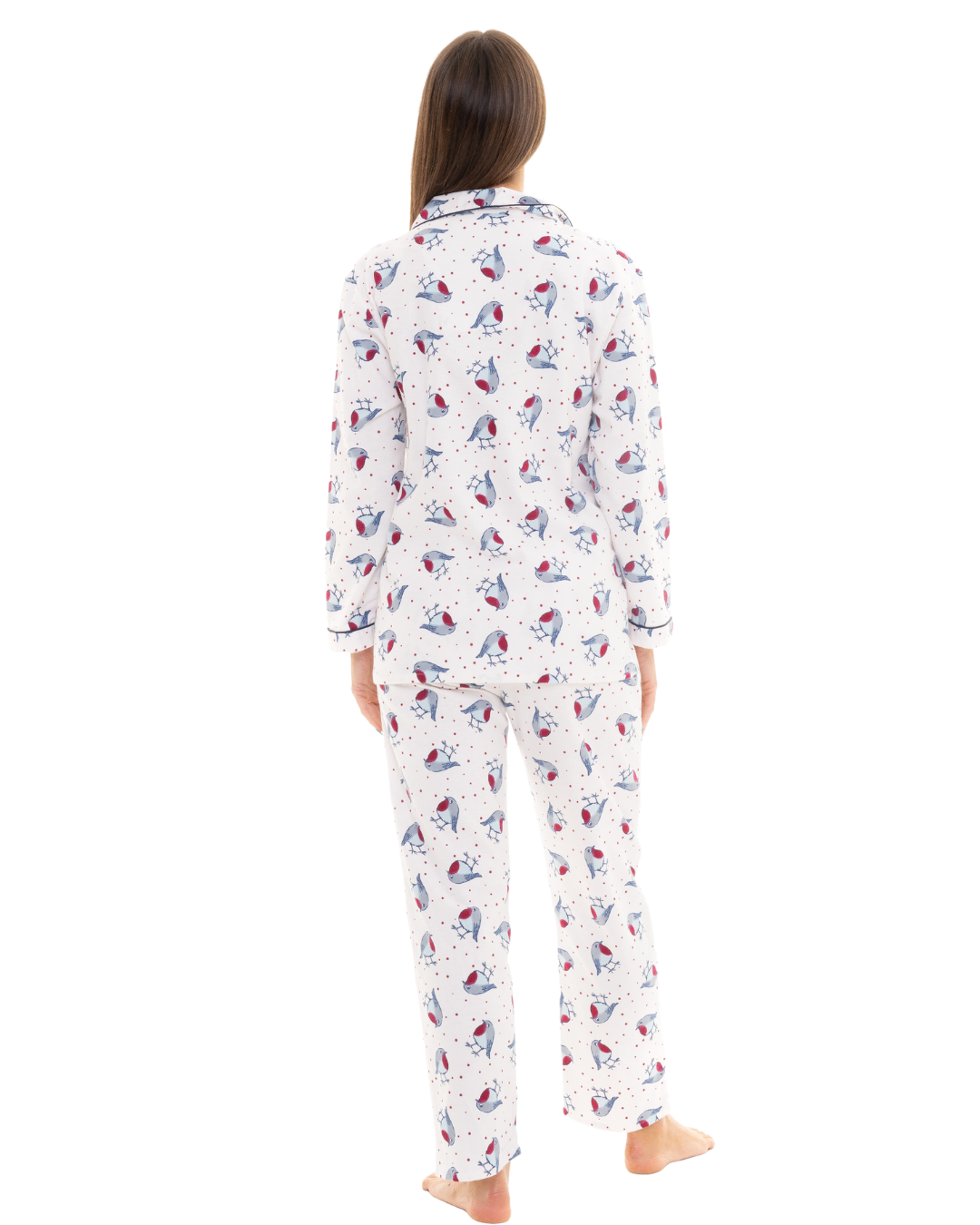 Navy Robin 100% Brushed Cotton Winceyette Pyjamas