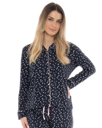 Navy Ditsy Floral Button Front Pyjama