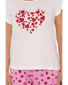 Ivory Heart 100% Cotton Short Sleeved Cropped Leg Pyjamas