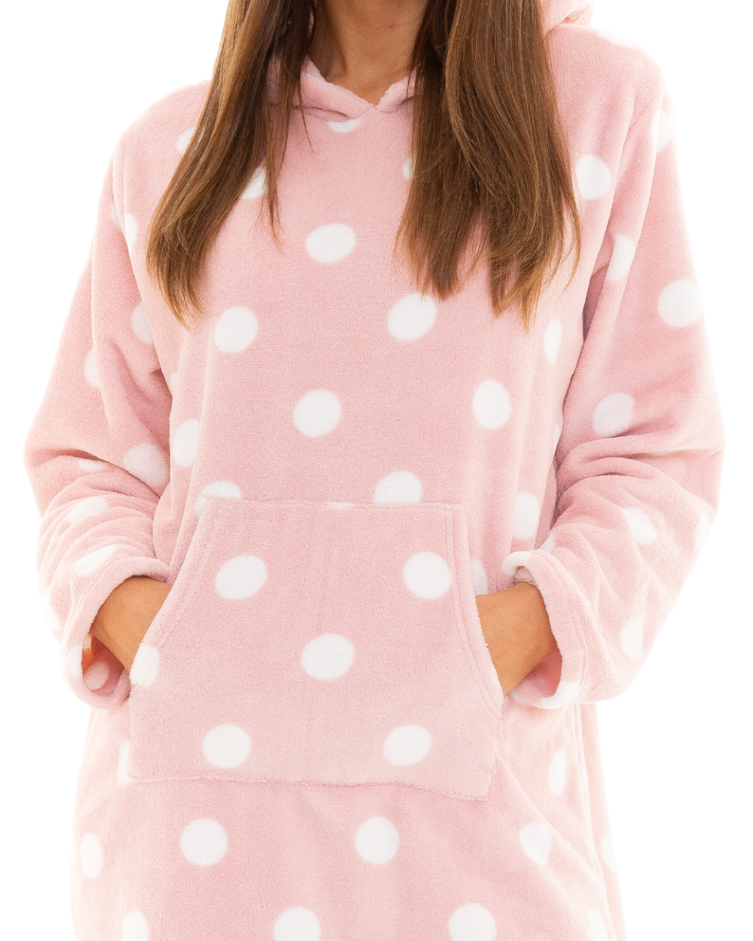 Luxury Fleece Pink Spot Hooded Lounger – Suzy & Me Collection