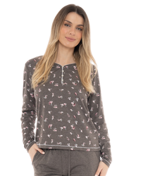 Grey Bird Print Pyjama