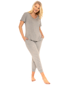 Women's Jersey Short Sleeved Embroidered Pant Lounge Pyjamas