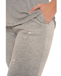 Women's Jersey Short Sleeved Embroidered Pant Lounge Pyjamas