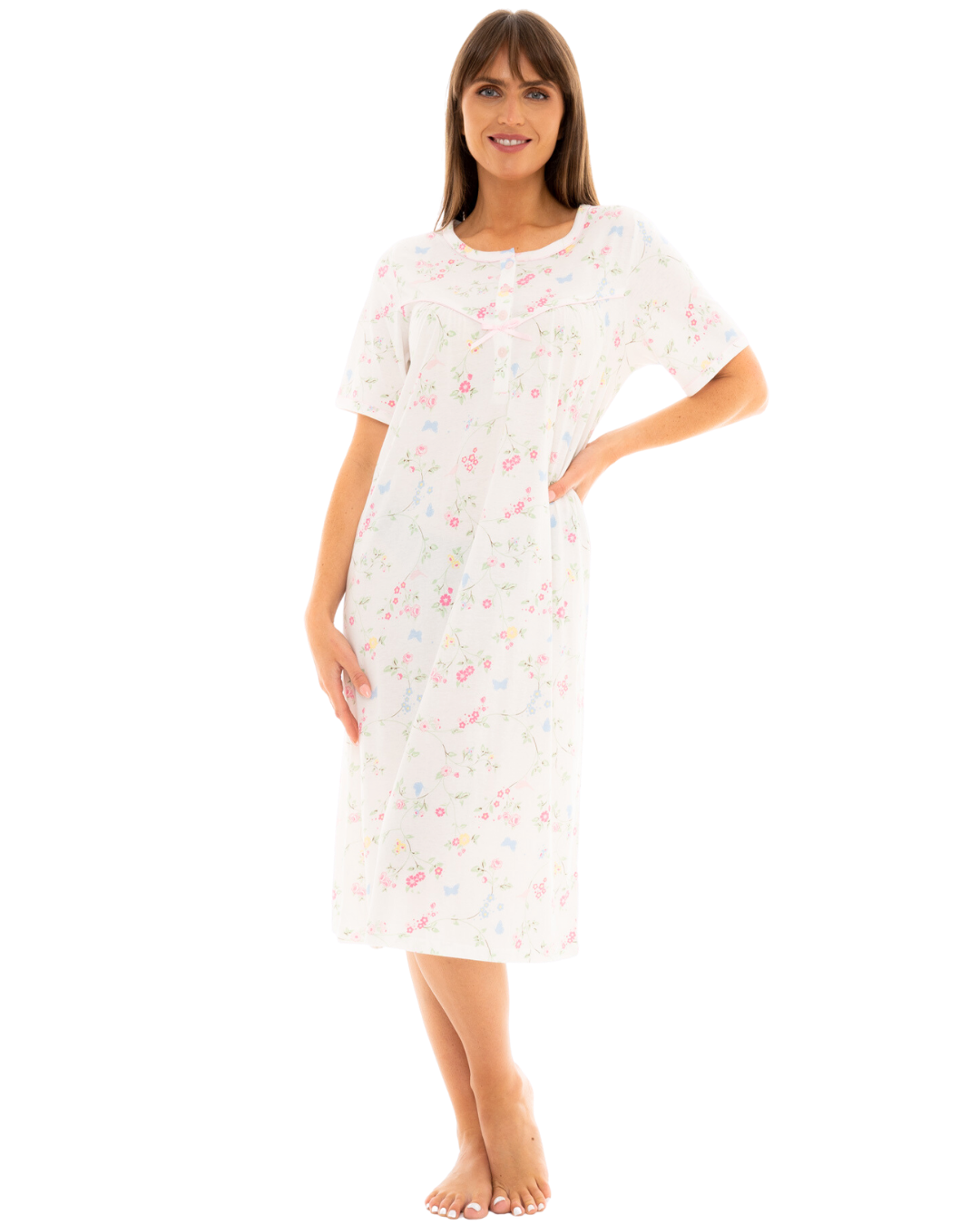 Birds and Butterfly 100% Cotton Short Sleeve Nightdress