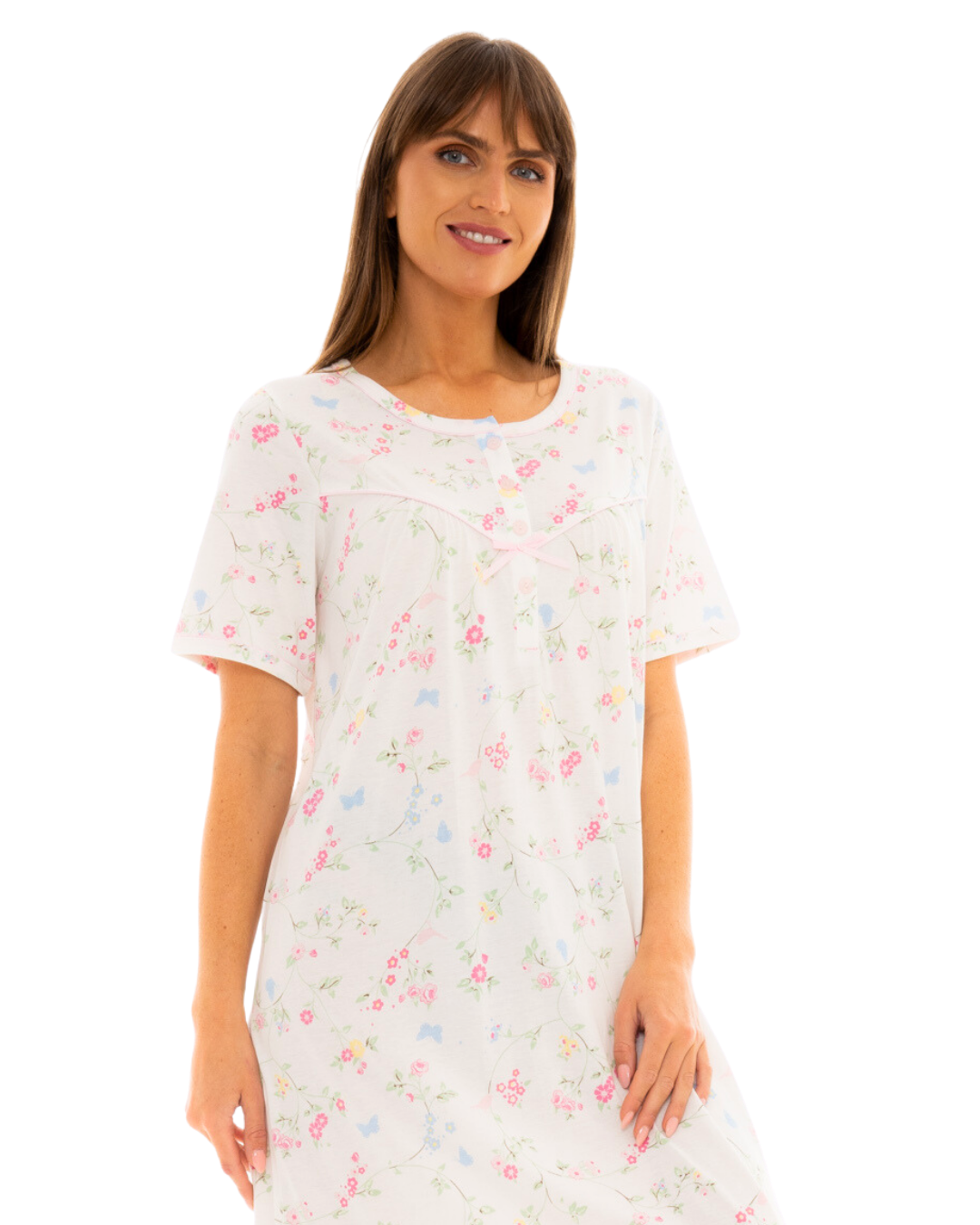 Birds and Butterfly 100% Cotton Short Sleeve Nightdress