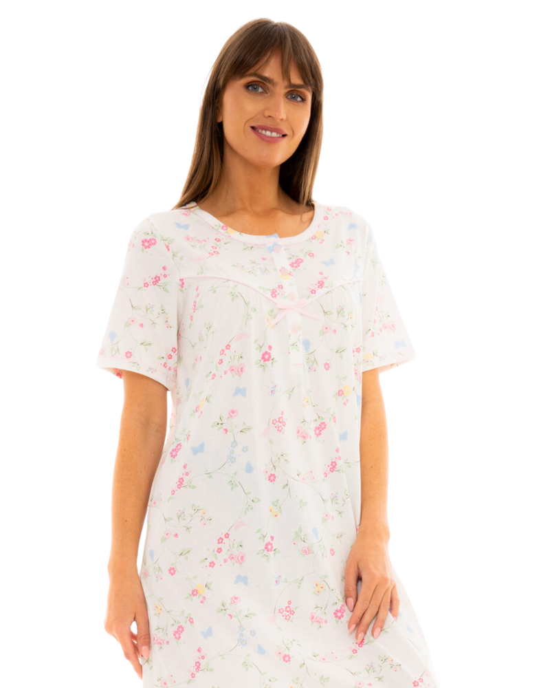 Birds and Butterfly 100% Cotton Short Sleeve Nightdress