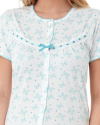 Butterfly Print 100% Cotton Jersey Button Through Nightdress