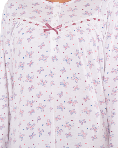 Butterfly Print 100% Cotton Long Sleeve Nightdress