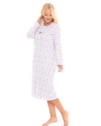 Butterfly Print 100% Cotton Long Sleeve Nightdress