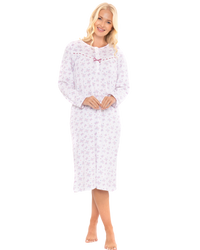 Butterfly Print 100% Cotton Long Sleeve Nightdress