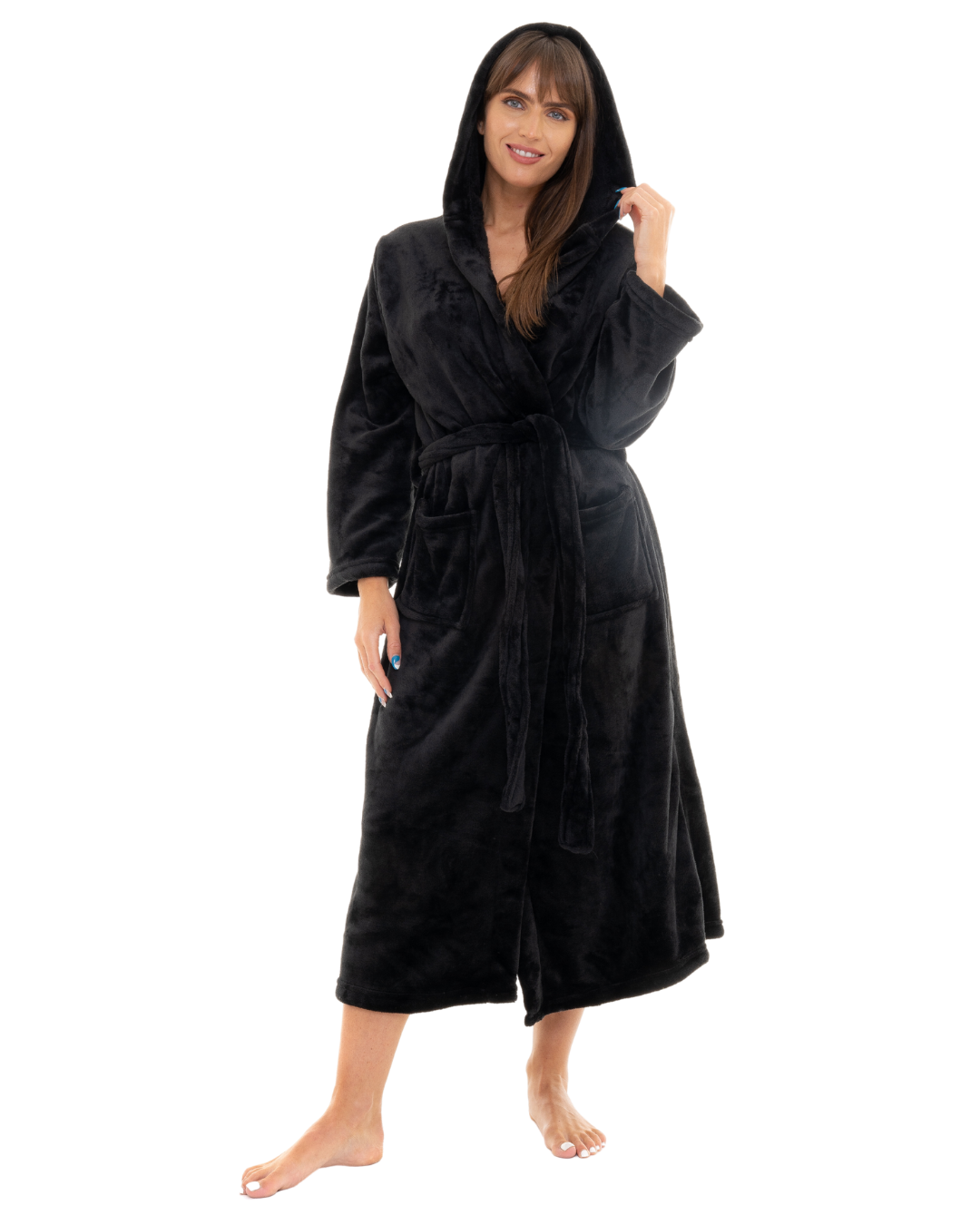 Womens Winter Luxury Fleece Dressing Gown Zipped Slenderella