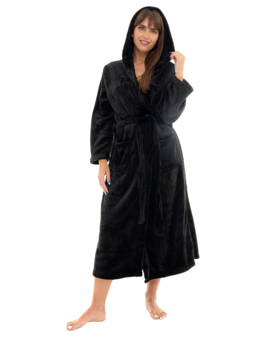 Long Luxury Fleece Hooded Dressing Gown