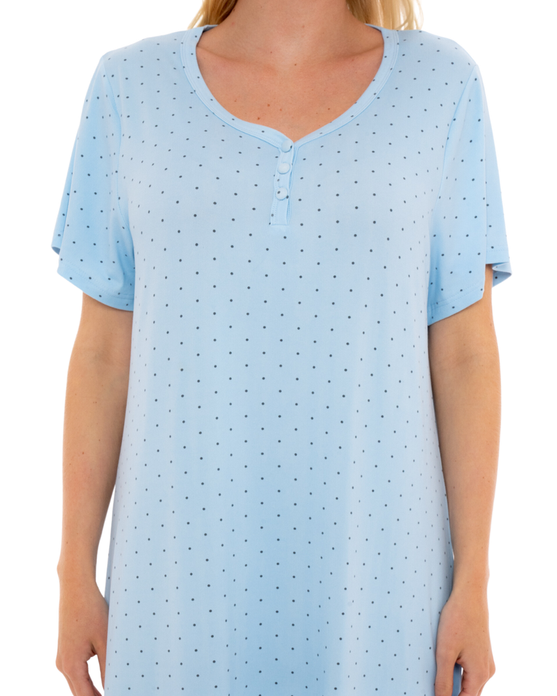 Luxury Soft Touch Longer Length Jersey Spot Nightdress up to Larger Sizes