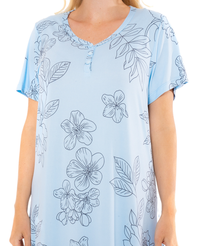 Long Plus Size Luxury Soft Touch Jersey Floral Nightshirt