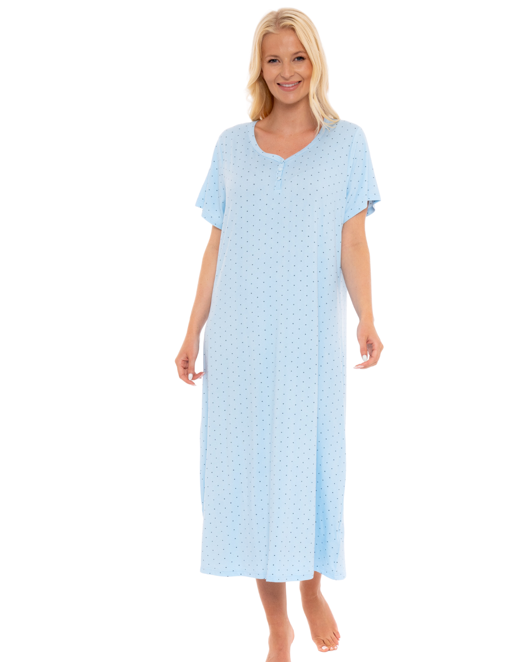 Luxury Soft Touch Longer Length Jersey Spot Nightdress up to Larger Sizes