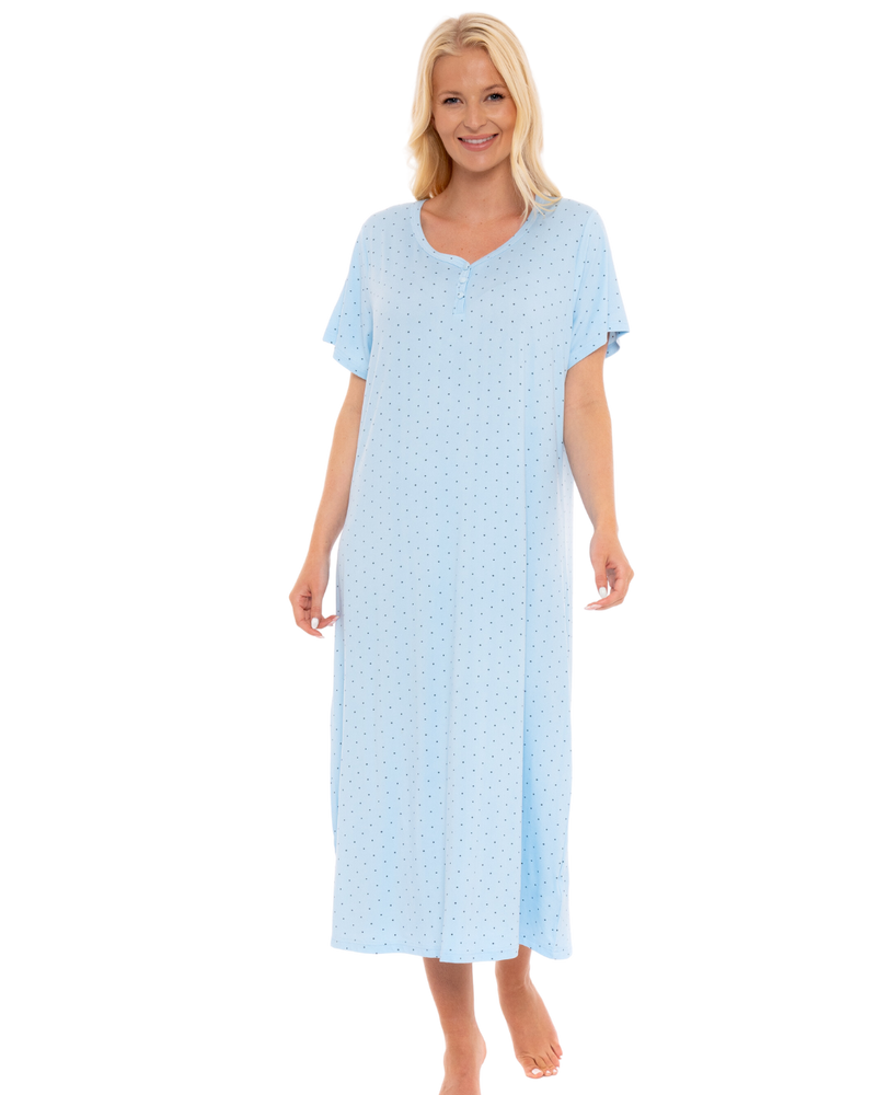 Luxury Soft Touch Longer Length Jersey Spot Nightdress up to Larger Sizes