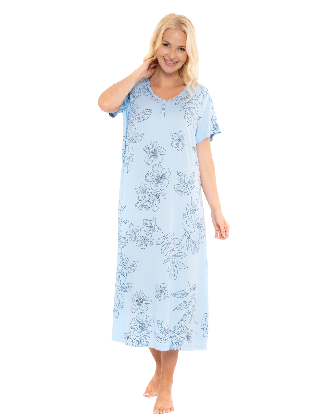 Long Plus Size Luxury Soft Touch Jersey Floral Nightshirt