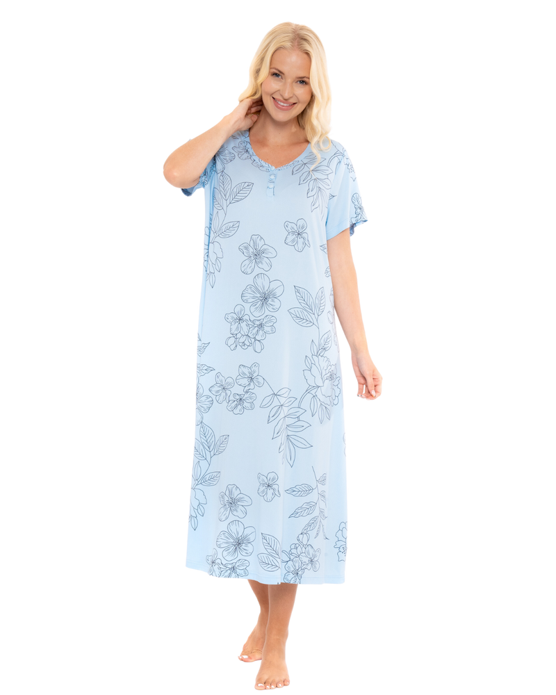 Long Plus Size Luxury Soft Touch Jersey Floral Nightshirt