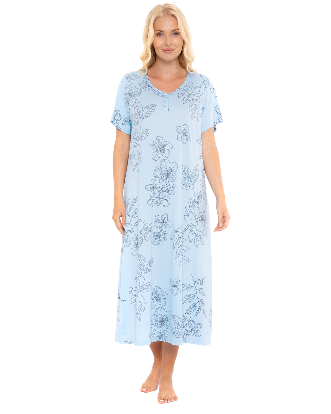 Long Plus Size Luxury Soft Touch Jersey Floral Nightshirt