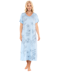Long Plus Size Luxury Soft Touch Jersey Floral Nightshirt