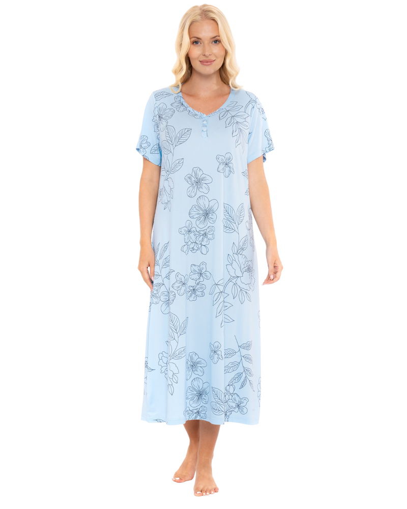 Long Plus Size Luxury Soft Touch Jersey Floral Nightshirt