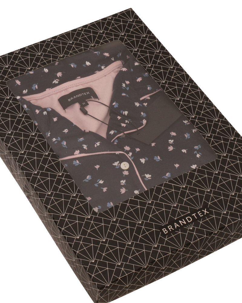 Navy Ditsy Floral Button Front Pyjama