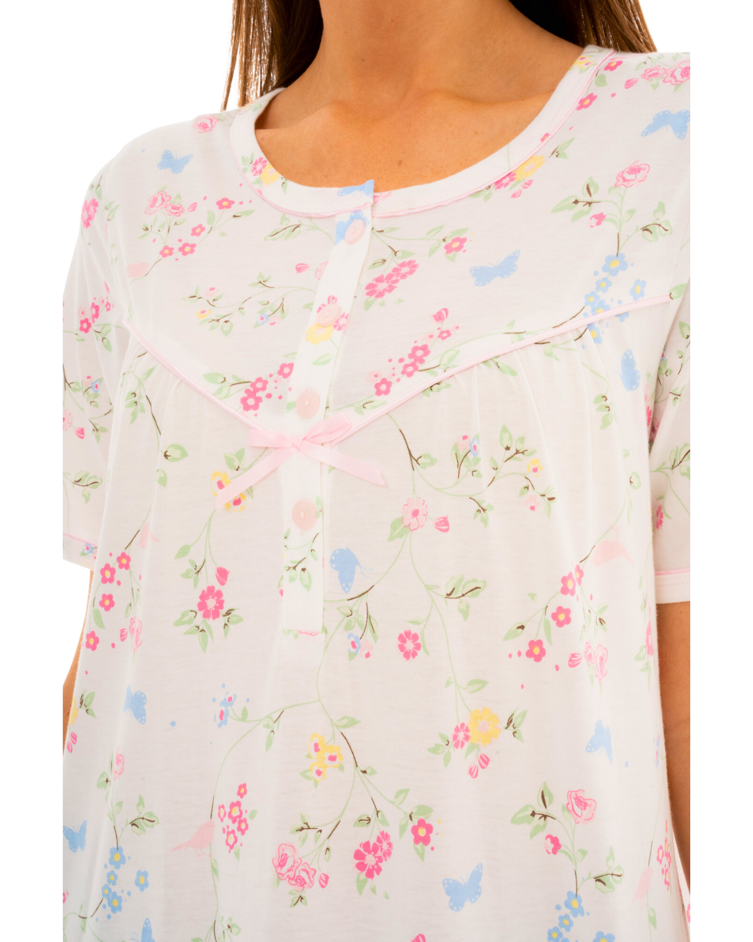 Birds and Butterfly 100% Cotton Short Sleeve Nightdress