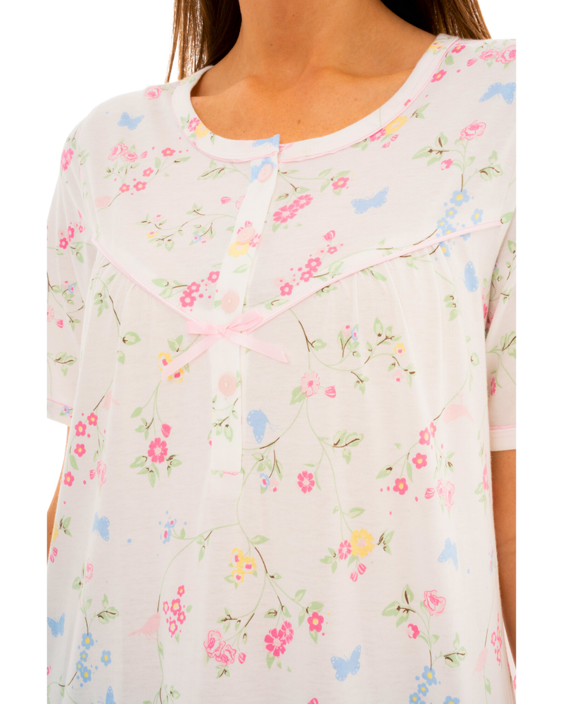 Birds and Butterfly 100% Cotton Short Sleeve Nightdress