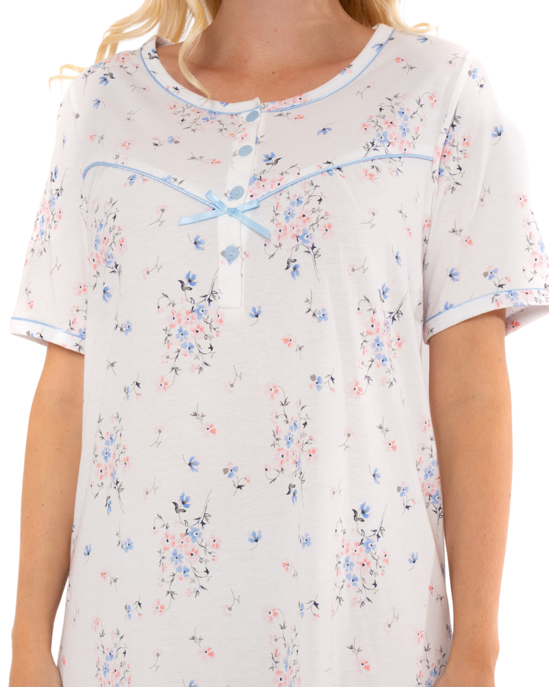 Moonlight Floral 100% Cotton Short Sleeve Nightdress
